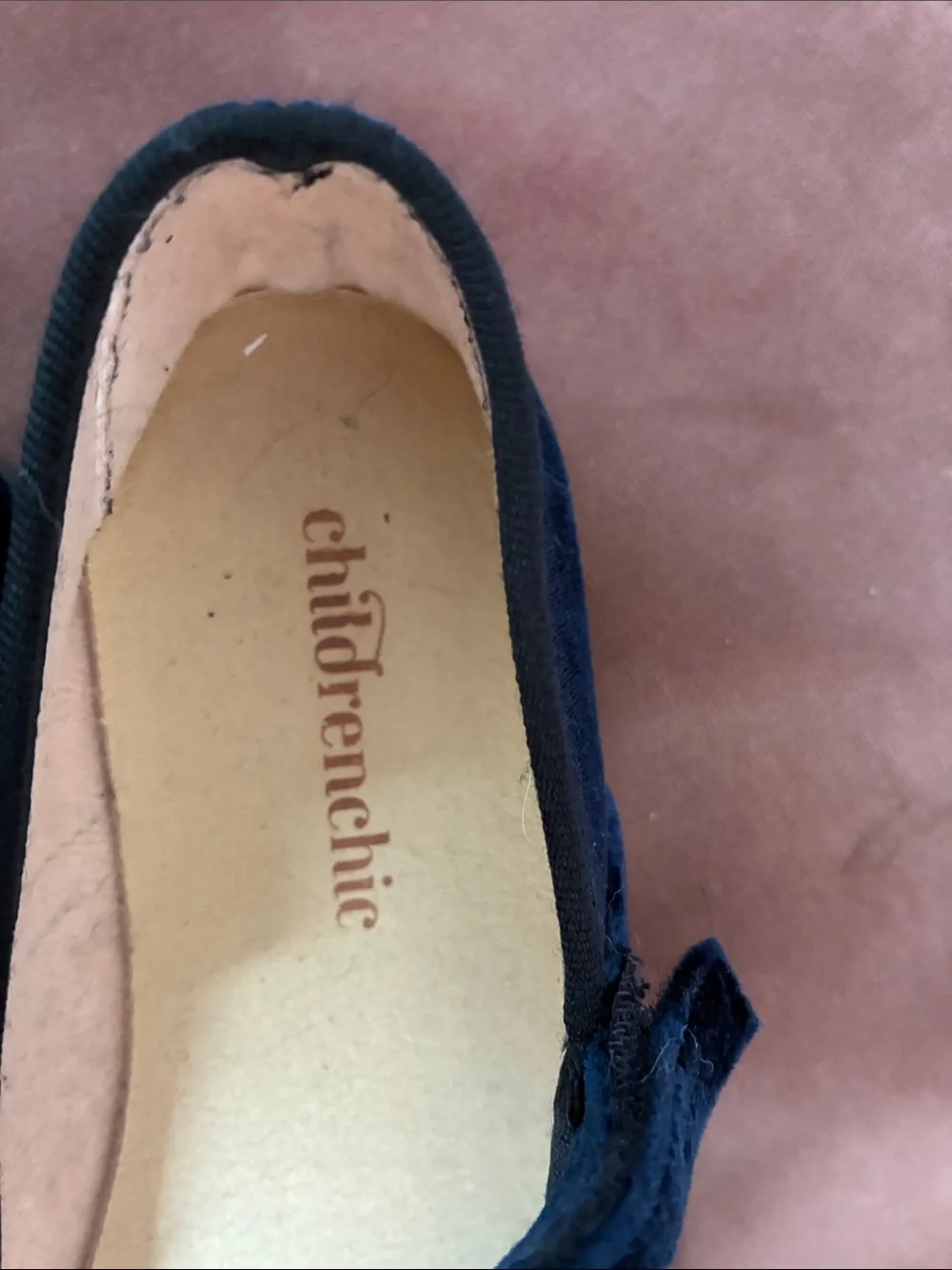 Size 34 Children Chic Navy Blue Velvet Mary Jane Shoes